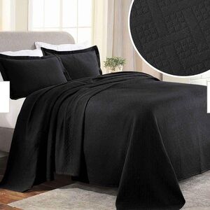 Superior Bedding Company Black Cotton Matelasse Set King